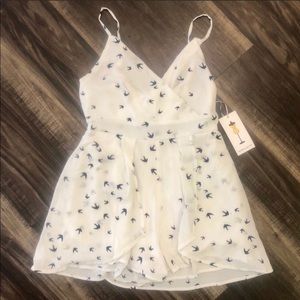 BNWT purple snow pleated white romper